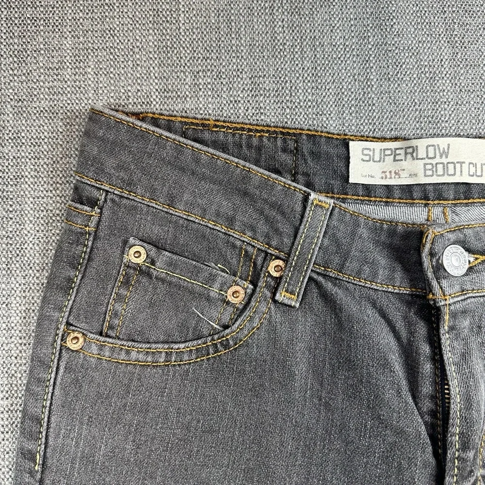 Levi's 318 Women Superlow Bootcut Gray Jeans Low Rise 5‎ J  S Stretch Y2K
